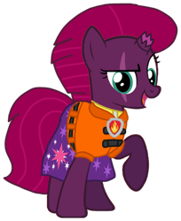 Size: 836x1025 | Tagged: safe, artist:徐詩珮, fizzlepop berrytwist, tempest shadow, pony, unicorn, series:sprglitemplight diary, series:sprglitemplight life jacket days, series:springshadowdrops diary, series:springshadowdrops life jacket days, g4, alternate universe, base used, clothes, cute, lifejacket, marshall (paw patrol), paw patrol, simple background, transparent background
