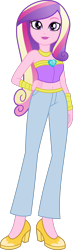 Size: 1280x4411 | Tagged: safe, artist:limedazzle, artist:purfectprincessgirl, dean cadance, princess cadance, equestria girls, g4, my little pony equestria girls: friendship games, bare shoulders, belly button, clothes, female, hand on hip, high heels, high res, lipstick, looking at you, midriff, pants, shoes, show accurate, simple background, sleeveless, solo, strapless, teen princess cadance, transparent background, vector