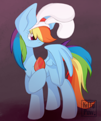 Size: 1500x1800 | Tagged: safe, artist:sunnypaw121, rainbow dash, pegasus, pony, g4, bunny ears, easter, easter bunny, easter egg, female, food, holiday, mare, solo