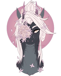 Size: 1200x1500 | Tagged: safe, artist:dementra369, oc, oc only, oc:whisper oaks, earth pony, pony, flower, horns, looking at you, male, simple background, solo, stallion, transparent background