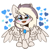 Size: 1900x1900 | Tagged: safe, artist:dorkmark, oc, oc only, oc:riley, pegasus, pony, robot, robot pony, blushing, chest fluff, chibi, cute, glasses, happy, heart, love, ocbetes, open mouth, simple background, sitting, smiling, solo, white background