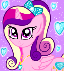 Size: 1350x1500 | Tagged: safe, artist:php185, princess cadance, alicorn, pony, g4, bow, cute, cutedance, female, hair bow, heart, jewelry, mare, necklace, past, smiling, solo, young, younger