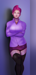 Size: 985x2048 | Tagged: safe, artist:annon, tempest shadow, human, g4, clothes, humanized, skirt, stockings, thigh highs
