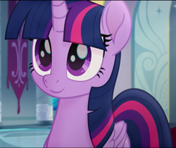 Size: 977x820 | Tagged: safe, screencap, twilight sparkle, alicorn, pony, g4, my little pony: the movie, cropped, female, folded wings, mare, smiling, solo, twilight sparkle (alicorn), wings