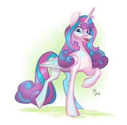 Size: 900x885 | Tagged: safe, artist:eeviart, princess flurry heart, alicorn, pony, g4, female, mare, older, older flurry heart, open mouth, raised hoof, signature, solo
