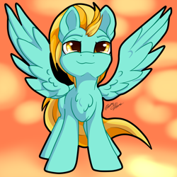 Size: 3062x3063 | Tagged: safe, artist:gleamydreams, lightning dust, pegasus, pony, g4, chest fluff, female, high res, mare, solo, spread wings, wings
