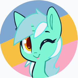 Size: 1953x1953 | Tagged: artist needed, source needed, safe, lyra heartstrings, pony, unicorn, g4, ;p, bust, female, happy, looking at you, mare, one eye closed, portrait, tongue out, wink