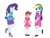 Size: 2048x1536 | Tagged: safe, artist:mintymelody, rainbow dash, rarity, scootaloo, equestria girls, g4, female, hypnosis, hypnotized, lipstick, rarity peplum dress, simple background, swirly eyes, tomboy taming, white background