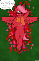 Size: 2025x3150 | Tagged: safe, artist:skydreams, oc, pegasus, pony, awkward, both cutie marks, clothes, commission, crossed legs, glasses, grass, high res, lying down, male, pegasus oc, petals, rose petals, soda, spread wings, stallion, vest, wings