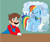 Size: 1801x1500 | Tagged: safe, artist:evilbob0, artist:rainbowmaned, artist:user15432, artist:zvn, rainbow dash, human, pegasus, pony, g4, blushing, cloudsdale, crossover, crossover shipping, dream bubble, element of loyalty, female, green background, jewelry, male, mare, maridash, mario, mariodash, necklace, nintendo, one eye closed, shipping, simple background, straight, super mario bros., thinking, thinking bubble, wink