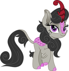 Size: 1457x1500 | Tagged: safe, artist:cloudy glow, octavia melody, kirin, g4, female, kirin octavia melody, kirin-ified, lidded eyes, looking at you, raised hoof, simple background, solo, species swap, transparent background