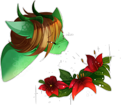 Size: 1770x1537 | Tagged: safe, artist:shiroikitten, oc, oc only, oc:kusa, dracony, dragon, hybrid, pony, flower, male, simple background, sneezing, solo, transparent background