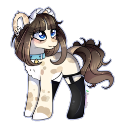 Size: 827x846 | Tagged: safe, artist:2pandita, oc, oc only, cow, cow pony, clothes, female, pale belly, simple background, socks, solo, transparent background