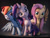 Size: 6400x4800 | Tagged: safe, artist:aeridiccore, artist:imafutureguitarhero, fluttershy, rainbow dash, rarity, pegasus, pony, unicorn, g4, 3d, 4:3, 4:3 aspect ratio, absurd resolution, chromatic aberration, colored eyebrows, colored eyelashes, dreamworks face, fangs, female, film grain, floppy ears, grin, head tilt, horn, jojo pose, jojo's bizarre adventure, looking at you, mare, open mouth, revamped ponies, shadow, signature, smiling, smug, source filmmaker, trio, trio female, wings