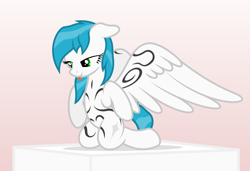 Size: 3370x2302 | Tagged: safe, artist:zylgchs, oc, oc only, oc:cynosura, pegasus, pony, bodypaint, cute, female, gradient background, high res, kneeling, lidded eyes, mare, solo, tongue out, vector, wet mane