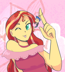 Size: 2375x2620 | Tagged: dead source, safe, artist:pettypop, flash sentry, sunset shimmer, equestria girls, g4, :p, cute, diasentres, female, high res, male, manga, one eye closed, shimmerbetes, ship:flashimmer, shipping, shoujo, straight, tongue out, wink