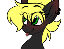 Size: 648x500 | Tagged: safe, artist:luxsimx, artist:seasons, oc, oc only, oc:veen sundown, horse, pegasus, pony, female, mare, piercing, ponytail, simple background, solo, sundown clan, tongue out, transparent background
