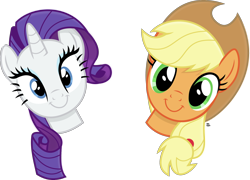 Size: 2418x1742 | Tagged: safe, artist:anime-equestria, applejack, rarity, pony, g4, applejack's hat, cowboy hat, cute, duo, hat, horn, icon, jackabetes, looking at you, ponytail, raribetes, simple background, smiling, transparent background, vector
