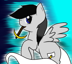Size: 535x482 | Tagged: safe, artist:animeclaw1, oc, oc only, pony, looking at you, pickaxe, simple background
