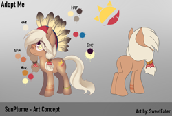 Size: 1920x1300 | Tagged: safe, artist:sweeteater, oc, oc only, oc:sunplume, pony, adoptable, reference sheet, solo