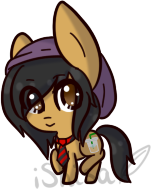 Size: 151x189 | Tagged: safe, artist:14th-crown, oc, oc only, oc:mocha ice, earth pony, pony, chibi, earth pony oc, eye clipping through hair, female, hat, mare, necktie, prone, raised hoof, simple background, smiling, solo, transparent background