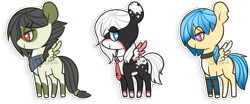 Size: 594x246 | Tagged: safe, artist:14th-crown, oc, oc only, pegasus, pony, bedroom eyes, chibi, choker, colored hooves, female, mare, neckerchief, necktie, pegasus oc, prone, simple background, smiling, transparent background, wings