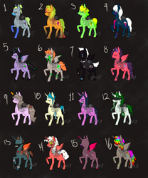 Size: 2500x3000 | Tagged: safe, artist:lavvythejackalope, oc, oc only, alicorn, pegasus, pony, unicorn, alicorn oc, blindfold, blood, chains, clothes, colored blood, colored hooves, cuffs, eyes closed, face mask, gloves, green blood, hair bun, hair over eyes, high res, horn, jewelry, latex, latex gloves, multicolored hair, necklace, pegasus oc, rainbow hair, raised hoof, simple background, stitches, swirly eyes, unicorn oc, wings