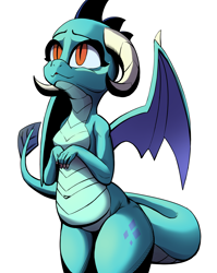 Size: 4299x5400 | Tagged: safe, artist:ahobobo, princess ember, dragon, g4, chubby, cute, dragoness, dragonlard ember, emberbetes, female, simple background, solo, white background