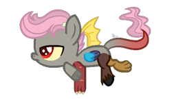 Size: 541x315 | Tagged: safe, artist:fluttershylover17, oc, oc only, oc:mayhem, draconequus, hybrid, base used, draconequus oc, interspecies offspring, male, offspring, parent:discord, parent:fluttershy, parents:discoshy, simple background, solo, transparent background, unamused