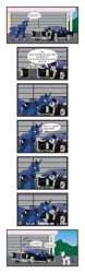 Size: 499x1602 | Tagged: safe, artist:redtriangle, princess luna, rarity, oc, oc:sketchy, alicorn, pony, g4, canon x oc, car, clothes, comic, female, implied sex, jacket, kissing, leather jacket, lincoln (car), lincoln continental, male, mare, shipping, straight