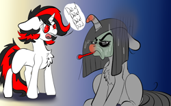 Size: 1920x1200 | Tagged: safe, artist:brainiac, oc, oc:blackjack, oc:somber, pony, unicorn, fallout equestria, fallout equestria: project horizons, chest fluff, duo, fanfic art, female, floppy ears, floppy horn, gift art, horn, mare, red nosed, sick, text, thermometer