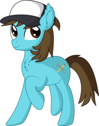 Size: 5767x7362 | Tagged: safe, artist:cyanlightning, oc, oc only, oc:wrench sketch, earth pony, pony, .svg available, absurd resolution, chest fluff, ear fluff, hat, looking up, male, simple background, solo, stallion, transparent background, vector
