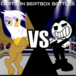 Size: 1440x1440 | Tagged: safe, gilda, g4, bendy, bendy and the ink machine, cartoon beatbox battles, crossover, photoshop, text