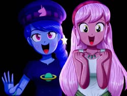 Size: 1165x883 | Tagged: safe, artist:the-butch-x, edit, raspberry lilac, space camp, equestria girls, g4, my little pony equestria girls: better together, background human, background removed, duo focus, female, lesbian, shipping, spacelilac