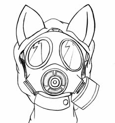 Size: 1024x1097 | Tagged: safe, artist:pananovich, oc, oc only, black and white, clothes, coronavirus, covid-19, face mask, gas mask, grayscale, hoodie, mask, monochrome, povid-19, ppe, respirator, s10 gas mask
