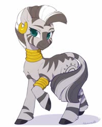 Size: 800x1000 | Tagged: safe, artist:helemaranth, zecora, pony, zebra, g4, bracelet, cute, female, jewelry, leg fluff, mare, neck rings, simple background, solo, white background, zecorable