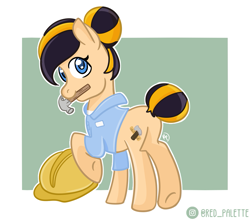 Size: 1089x960 | Tagged: safe, artist:redpalette, oc, oc only, oc:blue collar, behind, construction pony, cute, female, hammer, mare