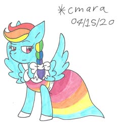Size: 953x982 | Tagged: safe, artist:cmara, pegasus, pony, g4, clothes, dress, female, mare, rainbow dash always dresses in style, solo, traditional art, wings