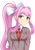 Size: 922x1300 | Tagged: safe, artist:sedrice, fluttershy, human, g4, clothes, cosplay, costume, doki doki literature club!, female, flutter-monika, humanized, just monika, monika, ponytail, ribbon, school uniform, solo, vannamelon, wrong eye color