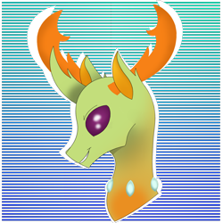 Size: 2000x2000 | Tagged: safe, artist:velvet rose, thorax, changedling, changeling, g4, antlers, bust, grin, high res, king thorax, male, simple background, smiling, solo, transparent background