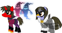 Size: 3925x2136 | Tagged: safe, artist:shadymeadow, oc, oc only, oc:dancing fan, oc:fried egg, ghost, pony, undead, unicorn, female, high res, male, mare, simple background, stallion, transparent background