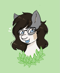 Size: 447x543 | Tagged: safe, artist:poofindi, oc, oc only, oc:mama chubs, earth pony, pony, blue eyes, bust, female, glasses, mare, nose piercing, piercing, simple background
