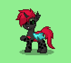 Size: 237x210 | Tagged: safe, oc, oc:one, changeling, pony, fanfic:halls of the changeling king, pony town, red changeling
