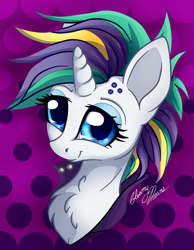 Size: 2622x3371 | Tagged: safe, artist:gleamydreams, rarity, pony, unicorn, g4, it isn't the mane thing about you, alternate hairstyle, clothes, female, high res, jacket, looking at you, punk, raripunk, solo