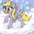 Size: 2048x2048 | Tagged: safe, artist:zokkili, derpy hooves, pegasus, pony, g4, blue background, blushing, bubble, cloud, cute, derpabetes, female, high res, mare, simple background, smiling, solo, spread wings, weapons-grade cute, wings