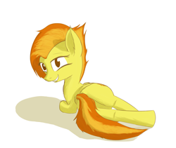 Size: 2209x1861 | Tagged: safe, artist:simplesaemple, spitfire, pegasus, pony, g4, butt, female, looking sideways, mare, on side, plot, simple background, solo, white background