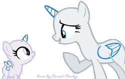 Size: 836x532 | Tagged: safe, artist:pastel-pocky, oc, oc only, alicorn, pony, g4, alicorn oc, base, duo, eyelashes, horn, looking at each other, open mouth, raised hoof, simple background, smiling, transparent background, wings