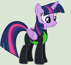 Size: 5440x4984 | Tagged: safe, artist:ikillyou121, artist:stephen-fisher, twilight sparkle, alicorn, pony, g4, clothes, female, gray background, mare, simple background, solo, the washouts, twilight sparkle (alicorn), uniform, washouts uniform, what if