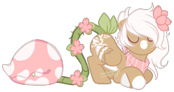 Size: 1070x563 | Tagged: safe, artist:skulifuck, oc, oc only, oc:bloom, oc:blossom, monster pony, original species, piranha plant pony, plant pony, augmented tail, base used, eyes closed, female, flower, flower in hair, neckerchief, plant, simple background, transparent background, wings