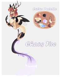 Size: 3000x3835 | Tagged: safe, artist:sugaryicecreammlp, oc, oc only, oc:chaos fire, draconequus, hybrid, female, high res, interspecies offspring, offspring, parent:discord, parent:princess celestia, parents:dislestia, solo